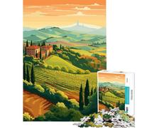 Puzzle per adulti da 1000 pezzi con vista sulla Toscana Italia viaggio gioco educativo sfida giocattolo gioco per famiglie divertimento in famiglia regalo di compleanno (dimensioni 75x50cm)