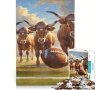 Puzzle per adulti da 1000 pezzi con vitelli da manzo e football americano old school gioco per famiglie difficile e stimolante compleanno e Natale 50x75cm