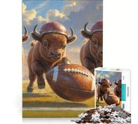 Puzzle per adulti da 1000 pezzi con vitelli di bisonte e football americano old school, gioco divertente, antistress, con pezzi di forma casuale completamente ad incastro 38x26cm