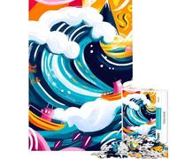 Puzzle per adulti da 1000 pezzi con vivida visione fauvista della Grande Onda di Kanagawa ideale per compleanni e Natale Gioco educativo di analisi e logica per ragazzi dai 14 anni in su (38x26cm)