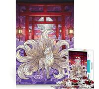 Puzzle per adulti da 1000 pezzi con volpe a nove code al cancello Torii decorazione da parete regalo di compleanno per rafforzare l'amore tra le coppie 38x26cm