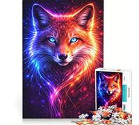 Puzzle per adulti da 1000 pezzi con volpe al neon gioco per famiglie decorazione da parete con pezzi di forma casuale completamente ad incastro 50x75cm