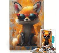 Puzzle per adulti da 1000 pezzi con volpe alla moda e occhiali da sole, gioco educativo, rilassante e stimolante, ideale come regalo di compleanno o per occasioni speciali 38x26cm