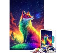 Puzzle per adulti da 1000 pezzi con volpe arcobaleno e osservazione delle stelle Gioco impegnativo educativo e rilassante per ragazzi dai 14 anni in su (38x26cm)