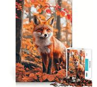Puzzle per adulti da 1000 pezzi con volpe autunnale nel bosco,taglio di alta qualità,gioco divertente e stimolante per il tempo libero,regalo di Natale (38x26cm)