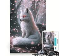 Puzzle per adulti da 1000 pezzi con volpe in fiore di ciliegio Gioco di abilità mentale,tempo libero,opera d'arte natalizia (38x52cm)
