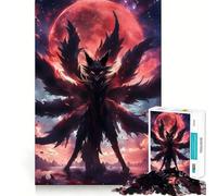 Puzzle per adulti da 1000 pezzi con volpe Kitsune della luna di sangue,disegno finemente ritagliato,divertente rompicapo,gioco rilassante,decorazione natalizia da parete 50x75cm