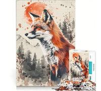 Puzzle per adulti da 1000 pezzi con volpe natura e acquerello gioco rompicapo divertente antistress idea regalo 50x75cm