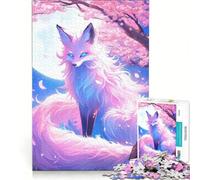 Puzzle per adulti da 1000 pezzi con volpe sotto un albero di ciliegio in fiore, antistress, da assemblare, compleanno e Natale 38x26cm