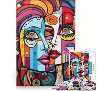 Puzzle per adulti da 1000 pezzi con volti astratti a risonanza emotiva, gioco divertente, rilassante e stimolante per la mente, ideale come elemento della lista dei desideri con Babbo Natale 50x75cm