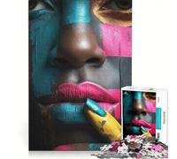Puzzle per adulti da 1000 pezzi con volti dipinti a colori in primo piano, gioco pratico, difficile e stimolante, ideale come regalo per tutta la famiglia 50x75cm