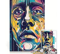 Puzzle per adulti da 1000 pezzi con volto astratto triste, gioco pratico, ideale per passare il tempo durante le vacanze a casa e per rafforzare l'amore di coppia 38x52cm