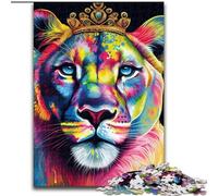 Puzzle per adulti da 1000 pezzi con volto di leone colorato in legno, perfetto per decorare la casa o l'ufficio, regalo di Natale ideale, 50x75cm, gioco interattivo per famiglie