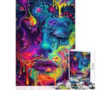 Puzzle per adulti da 1000 pezzi con volto psichedelico che si scioglie gioco per famiglie decorazione per la casa giocattolo fai da te per rafforzare l'amore tra le coppie (38x26cm)