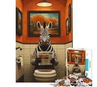 Puzzle per adulti da 1000 pezzi con zebra nel water del bagno Divertente rompicapo giocattolo che crea dipendenza per coltivare la pazienza Idee regalo decorazione perfetta (dimensioni 38x26cm)
