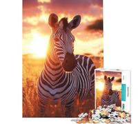 Puzzle per adulti da 1000 pezzi con zebra tramonto e armonia giocattolo educativo per l'apprendimento e il divertimento in famiglia (dimensioni 38x52cm)