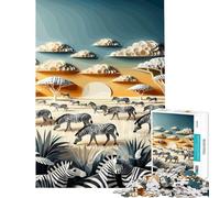Puzzle per adulti da 1000 pezzi con zebre della savana selvaggia Divertimento a casa decorazioni artistiche giochi educativi per maggiori di 14 anni 38x52cm