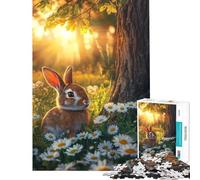 Puzzle per adulti da 1000 pezzi "Coniglietto al sole tra le margherite" - Puzzle per adolescenti ideale per passare il tempo durante le vacanze come regalo di compleanno o di Natale 38x26cm