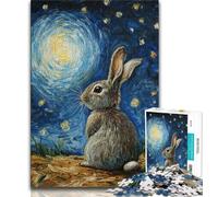 Puzzle per adulti da 1000 pezzi, coniglio sotto il cielo notturno, gioco stimolante, giocattoli, decorazione da parete, regali unici per compleanno e Natale, 50x75cm
