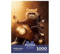 Puzzle Per Adulti Da 1000 Pezzi Cool Cat Riding Motorcycle Puzzle Giochi Rilassanti Sfida Difficile Riduzione Dello Stress Regali 70x50cm/1000pcs