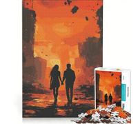 Puzzle per adulti da 1000 pezzi: coppia che cammina in una città post-apocalittica, gioco rilassante, ideale per passare il tempo durante le vacanze, un regalo perfetto per gli appassionati