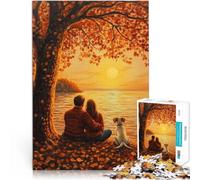 Puzzle per adulti da 1000 pezzi “Coppia che guarda il tramonto” Fatto di legno，da 14 anni in su Gioco impegnativo Giochi per famiglie, regali di Natale e compleanno。misurare：50x75cm