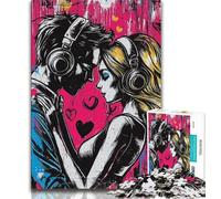 Puzzle per adulti da 1000 pezzi, coppia di graffiti, aiuta il cervello a esercitare giocattoli avvincenti per coltivare la pazienza, decorazione perfetta 38x26cm