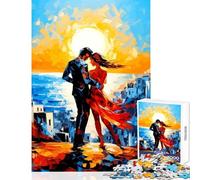 Puzzle per adulti da 1000 pezzi coppia romantica in riva al mare dipinto decorazione per la casa giocattoli regalo per compleanni giochi per famiglie migliorare l'amore tra coppie dimensioni 38x52cm