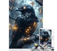 Puzzle per adulti da 1000 pezzi corvo mistico con piume luminose giocattoli per la casa regali di compleanno gioco rompicapo allena il cervello e le mani dimensioni 38x26cm