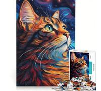 Puzzle per adulti da 1000 pezzi "Cosmic Cat Dreams", gioco per famiglie, rilassante e stimolante, idea regalo 50x75cm