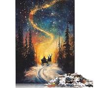Puzzle per adulti da 1000 pezzi "Cosmic Winter Journey Sleigh Ride Under the Celestial Swirl", puzzle di carta per adulti, gioco educativo, sfida giocattolo (38x26 cm)