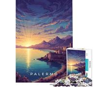 Puzzle per adulti da 1000 pezzi Costiera di Palermo al tramonto gioco per famiglie gioco educativo sfida regalo per donne e uomini decorazione da parete (dimensioni 50x75cm)