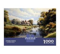 Puzzle Per Adulti Da 1000 Pezzi Cottage by The River-3 Puzzle Per Adolescenti Giochi Per Famiglie Assemblaggio Di Modelli Attività Divertenti A Casa 52x38cm/1000pcs