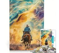 Puzzle per adulti da 1000 pezzi "Cowboy che cavalca verso l'ignoto", gioco educativo, decorazione per la casa, ideale come regalo 50x75cm