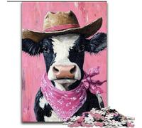 Puzzle per adulti da 1000 pezzi Cowboy Cow, gioco stimolante e gioco per famiglie con pezzi completamente interconnessi di forma casuale dimensioni 26x38cm