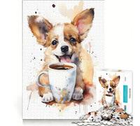 Puzzle per adulti da 1000 pezzi "Cucciolo all'ora del caffè" gioco interattivo impegnativo e stimolante ideale come regalo per tutta la famiglia 38x52cm