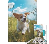 Puzzle per adulti da 1000 pezzi cucciolo che corre nell'erba Gioco educativo stimolante per l'intelletto Ottimo regalo per gli amanti dei giochi Sfida impegnativa (dimensioni 50x75cm)