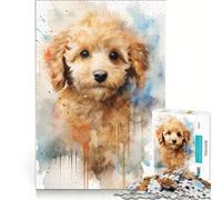 Puzzle per adulti da 1000 pezzi cucciolo di barboncino ad acquerello giochi divertenti gara di velocità manuale collezione d'artista belle arti 38x26cm