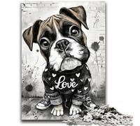 Puzzle per adulti da 1000 pezzi, cucciolo di boxer felice, antistress, sfida difficile, ogni pezzo è unico, gioco divertente per tutta la famiglia, 26x38cm