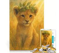Puzzle per adulti da 1000 pezzi cucciolo di leone con corona d'alloro acquerello giocattolo decorativo da parete stimolante da completare ideale come regalo per tutta la famiglia 38x26cm