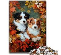 Puzzle per adulti da 1000 pezzi, cucciolo tra le foglie cadute, aiuta il cervello a esercitare i giocattoli avvincenti per coltivare la pazienza, interazione genitore-figlio, 26x38cm