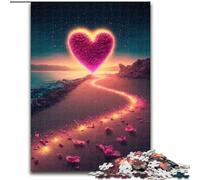Puzzle per adulti da 1000 pezzi "Cuore sulla spiaggia", ideale per decorare casa e ufficio, regalo perfetto per il compleanno (dimensioni 26x38cm)