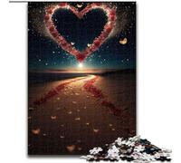 Puzzle per adulti da 1000 pezzi "Cuore sulla spiaggia" in cartone, ideale per il divertimento in famiglia - regalo perfetto per feste e compleanni(1000 pezzi, 26x38cm)