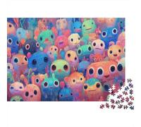 Puzzle Per Adulti Da 1000 Pezzi Cute Animals, Cartone Extra Spesso, A Colorful Crowd of Cute And Playful Fantasy Creatures Regalo Antistress Per Interni, 38x26cm/1000pcs