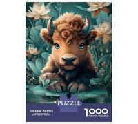 Puzzle Per Adulti Da 1000 Pezzi Cute Calf with Frog in Pond Puzzle Per Adulti Giochi Rilassanti Vacanza A Casa Passatempo Regali Unici Per Compleanno E Natale 52x38cm/1000pcs