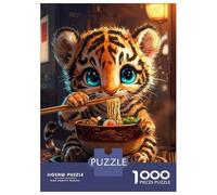 Puzzle Per Adulti Da 1000 Pezzi Cute Tiger Eating Ramen Puzzle Per Adulti Gioco Pratico Assemblaggio Del Modello Difficile Da Completare 52x38cm/1000pcs