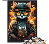 Puzzle per adulti da 1000 pezzi Cyberpunk Fire Cat Puzzle da 1000 pezzi per adulti Natale Halloween Festa della mamma Capodanno Pasqua Regalo Dimensioni 50X75CM