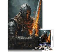 Puzzle per adulti da 1000 pezzi, Dark Souls, Cavaliere con spada fiammeggiante, pacifico e rilassante, ideale per il tempo libero, taglio preciso, giocattolo artigianale, dimensioni 38x26cm