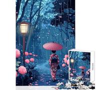 Puzzle per adulti da 1000 pezzi decorazione da parete con tema "Giornata di pioggia in Giappone" regalo di Babbo Natale segreto gioco educativo aiuta a esercitare il cervello dimensioni 38x52cm