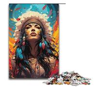 Puzzle per adulti da 1000 pezzi decorazione psichedelica colorata per la casa raffigurante una donna nativa americana ideale come regalo per tutta la famiglia 1000 pezzi (38x26 cm).